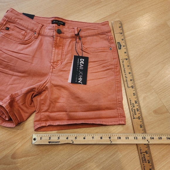 NWT Dear John Soft Stretch Denim Chalk Pink Orange Terracotta Shorts. Size 29. - Picture 7 of 16
